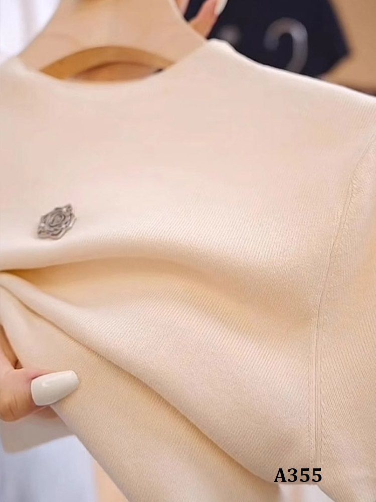  A355-Áo Thun Len Lụa Băng Hoa Trà Pháp 