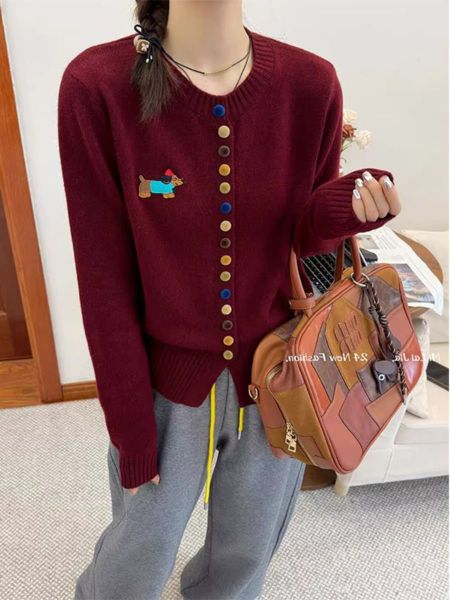  A782-Áo Len Dệt Kim Cardigan Hàng Nút Cún Cưng Đa Sắc Mùa Thu 