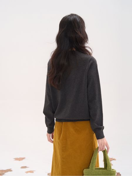  A741-Áo Len Dệt Kim Cardigan Bí Ngô Mùa Thu Hàn Quốc 