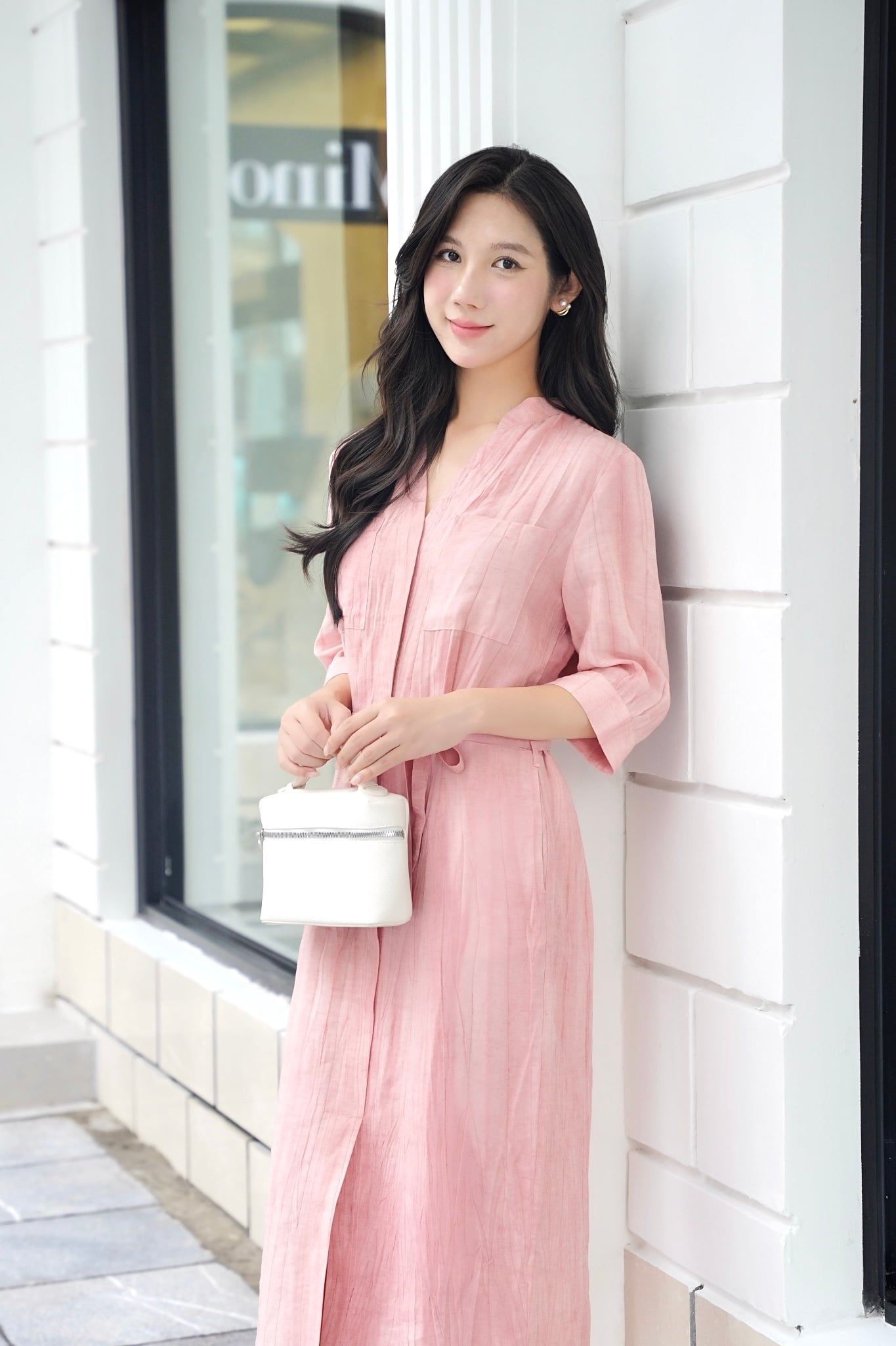  D193- Đầm Sơ Mi Linen Tencel Màu Loang 