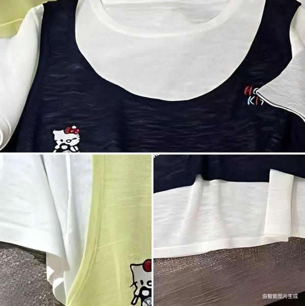  A671-Áo Len Lụa Hai Phần ĐiểmThêu 