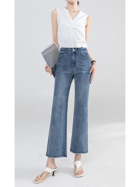  Q298-Quần Jeans Ống Loe 9 Tấc Co Dãn 