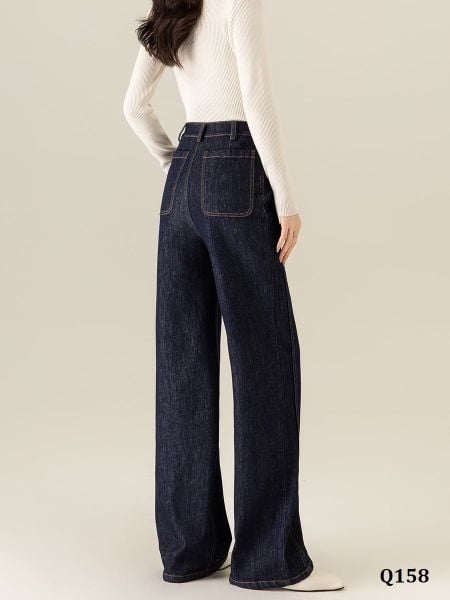  Q158-Quần Jeans Ống Suông Tối Giản 