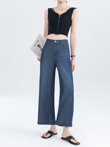  Q292-Quần Jeans Lụa Mềm Mỏng Mát Wash Nhẹ 9 Tấc 