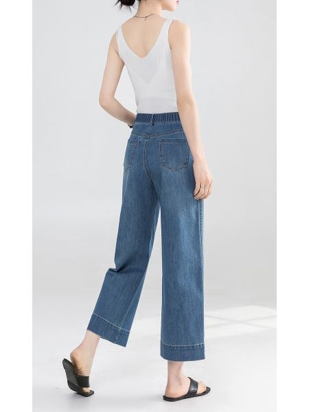  Q340-Quần Jeans Mềm Mại Sườn Đôi Co Dãn 9 Tấc 