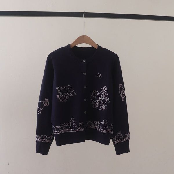  A766-Áo Len Dệt Kim Thêu Họa Tiết Sinh Động Mùa Thu 