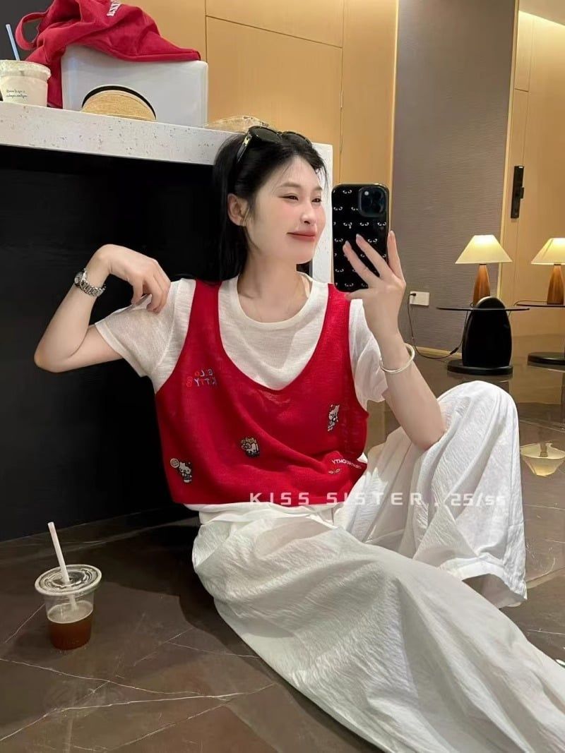  A671-Áo Len Lụa Hai Phần ĐiểmThêu 