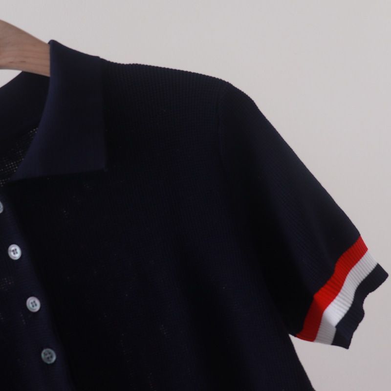  A463-Áo Len Lụa Có Cổ Sọc Bo Tay 