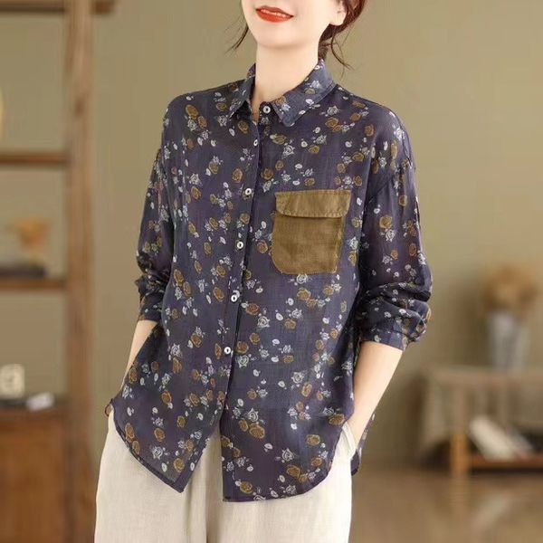  A539-Áo Ramie Phối Túi Nghệ Thuật 