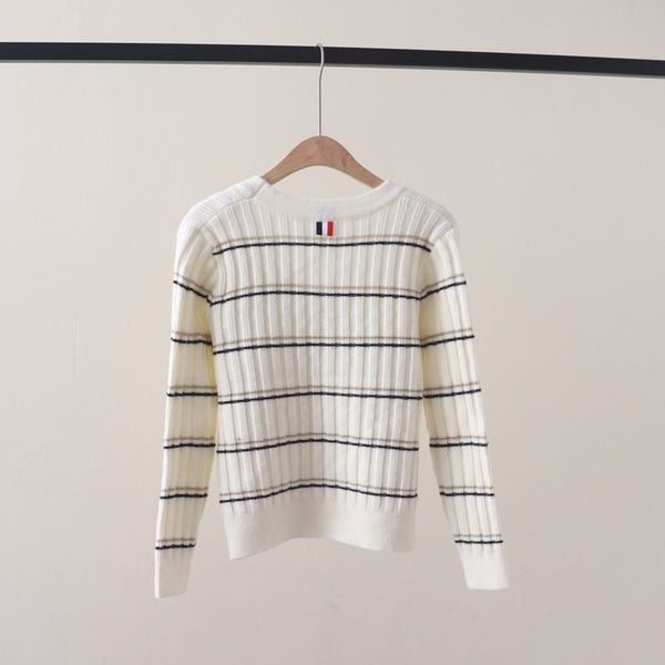  A524-Áo Khoác Len Cún Cưng Kẻ Sọc 