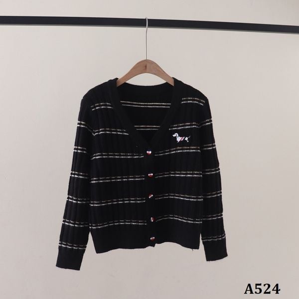  A524-Áo Khoác Len Cún Cưng Kẻ Sọc 