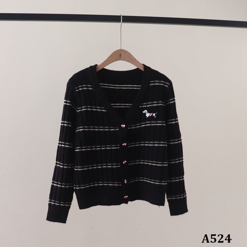  A524-Áo Khoác Len Cún Cưng Kẻ Sọc 