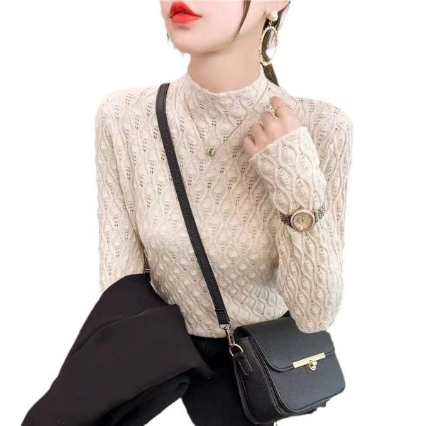  A795-Áo Len Dệt Kim Cổ Cao Mùa Thu Hàn Quốc 