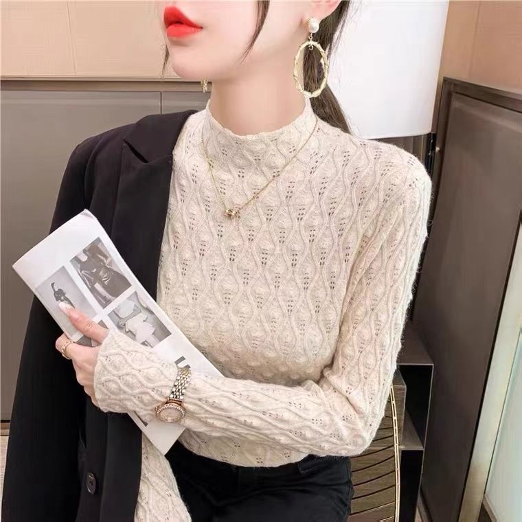  A795-Áo Len Dệt Kim Cổ Cao Mùa Thu Hàn Quốc 