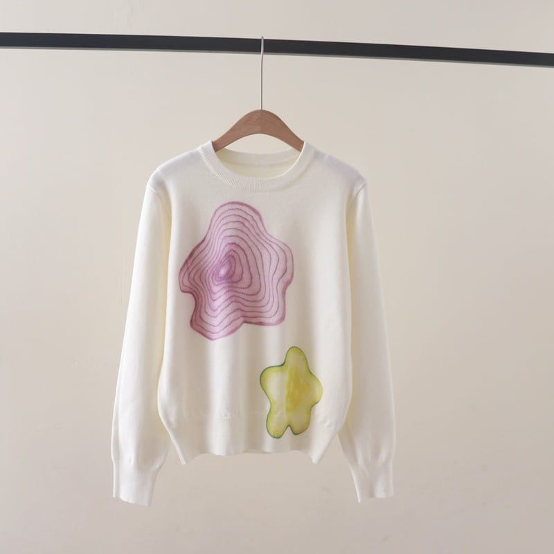  A764-Áo Len Dệt Kim Hoa Tiết Dưa Hành Mùa Thu 