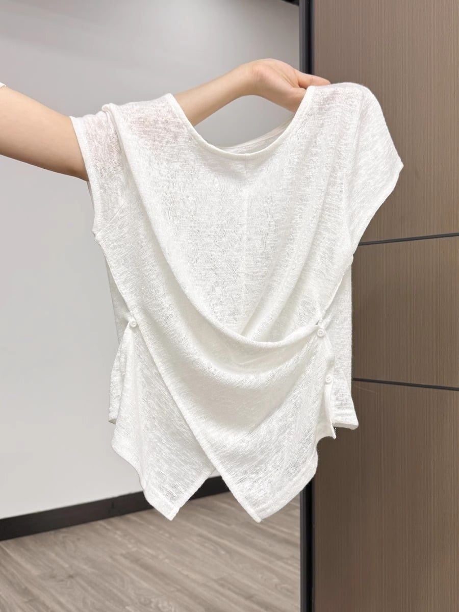  A660-Áo Len Lụa Băng Cổ Bẻ Không Tay Mỏng Mát 