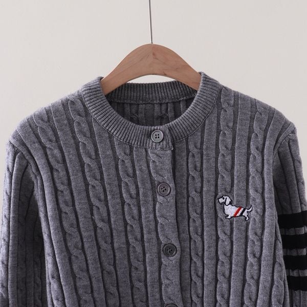  A788-Áo Len Dệt Kim Cardigan Sọc Tay Cún Cưng Mùa Thu 