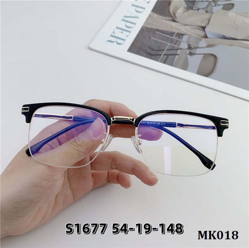  MK018- Gọng Kính Nam Nữ Khung Vàng Đen 