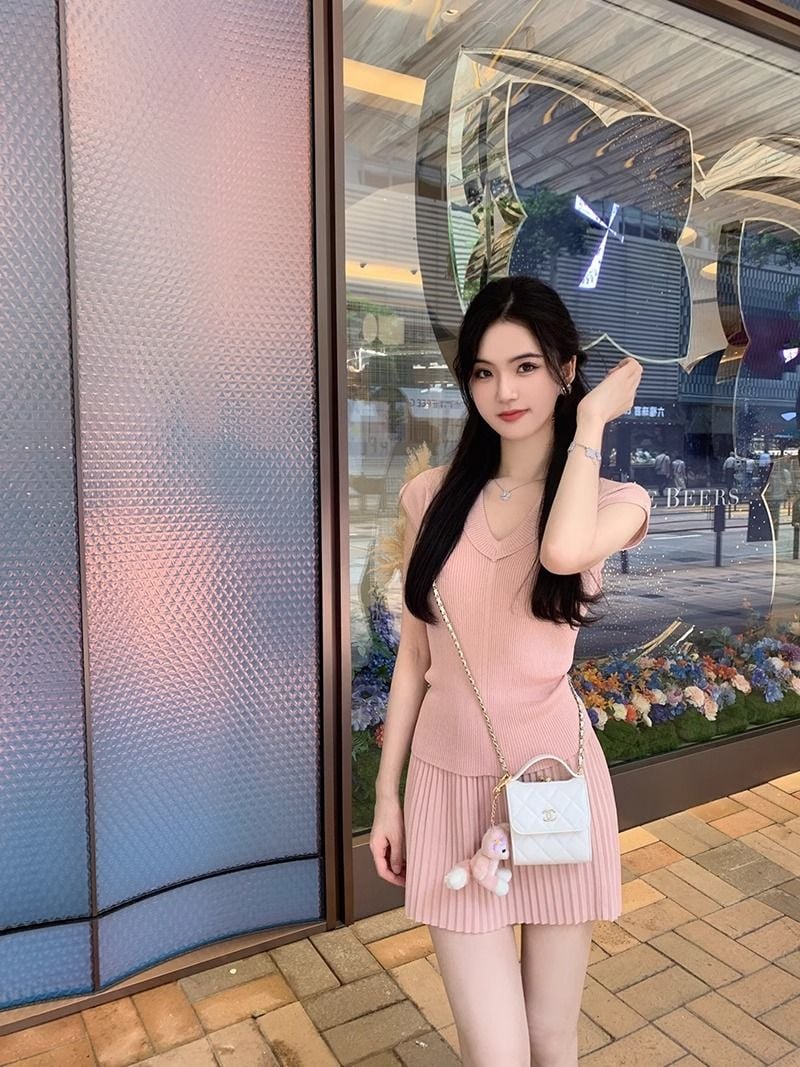  A372-Áo Len Lụa Băng Cổ V Rút Lưng Kiểu Pháp 