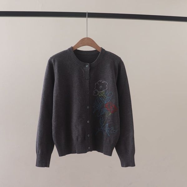  A719-Áo Len Dệt Kim Cardigan Thêu Hoa Mùa Thu 