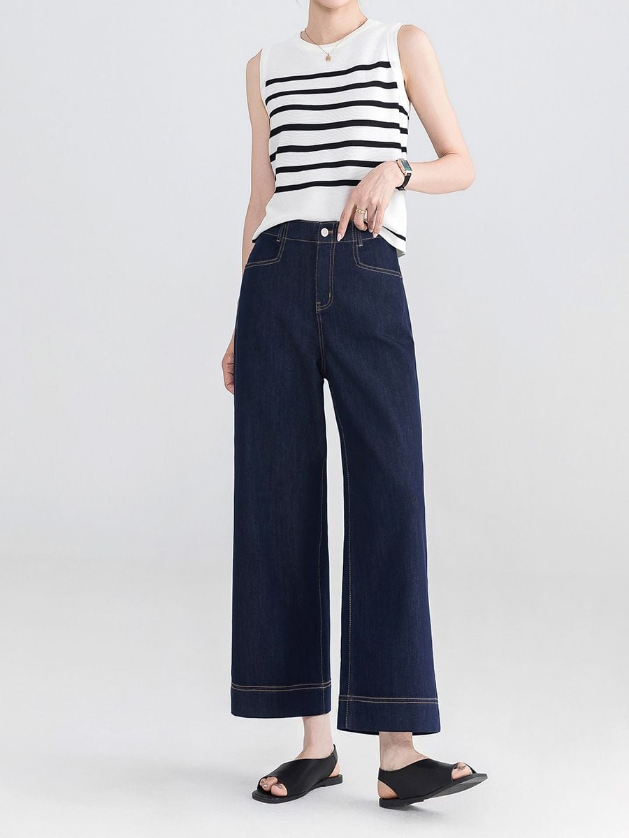  Q321-Quần Jeans Lụa Mềm Co Dãn 9 Tấc Điểm Lai 