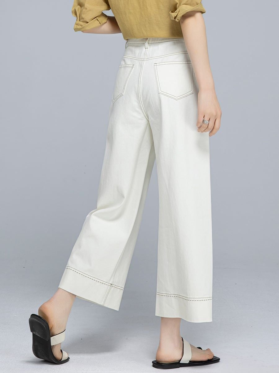  Q234-Quần Jeans Lụa Ống Đứng Rộng Rãi 9 Tấc 