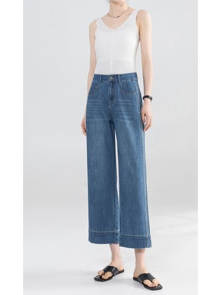  Q340-Quần Jeans Mềm Mại Sườn Đôi Co Dãn 9 Tấc 