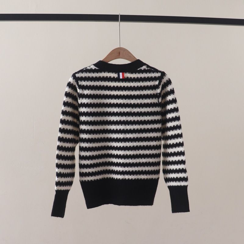  A778-Áo Len Dệt Kim Cardigan Kẻ Sọc Lượn Sóng Cún Cưng Mùa Thu 