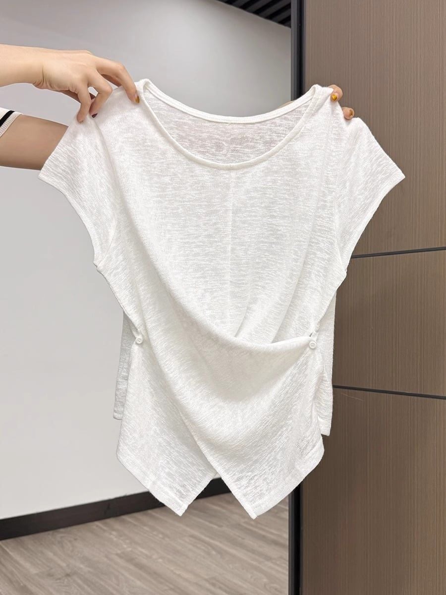  A660-Áo Len Lụa Băng Cổ Bẻ Không Tay Mỏng Mát 