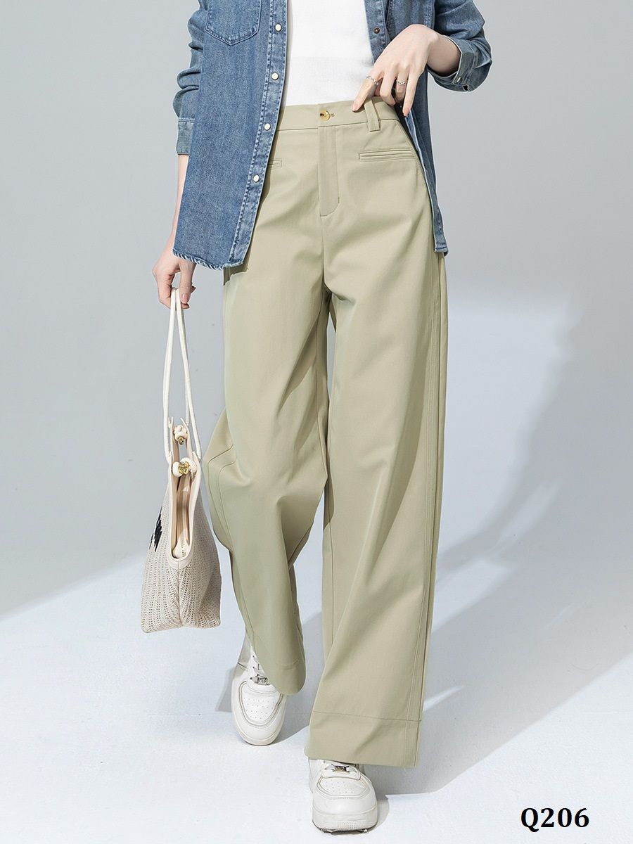  Q206-Quần Ống Rộng Retro Túi Ngang Hàn Quốc 