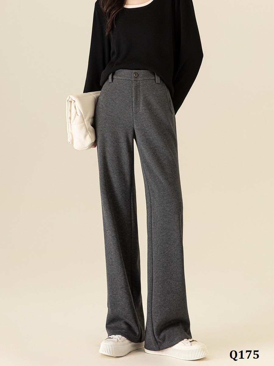  Q175-Quần Tây Ống Suông Len Tơ Tằm Poly Ấm Áp 