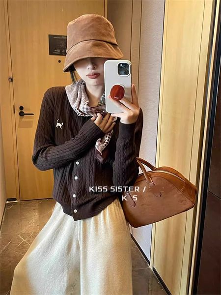  A749-Áo Len Dệt Kim Cardigan Thêu Mèo May Mắn Mùa Thu Hàn Quốc 