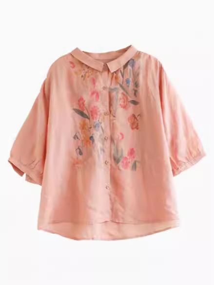  A532-Áo Ramie Hoa Lá Khoe Sắc 