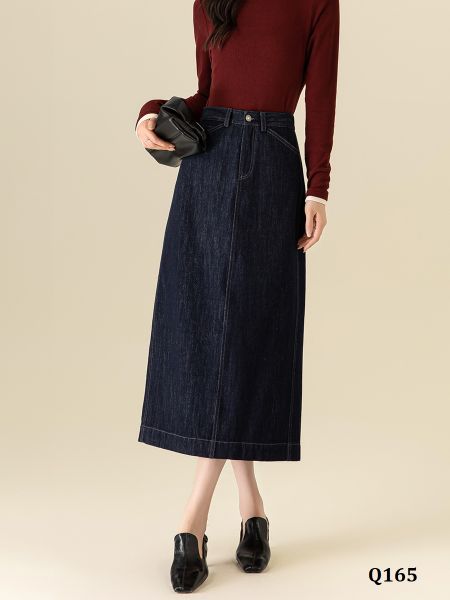  Q165-Chân Váy Jeans Lưng Thun 
