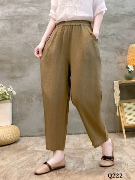  Q222-Quần Linen Harem Ống Nhỏ 