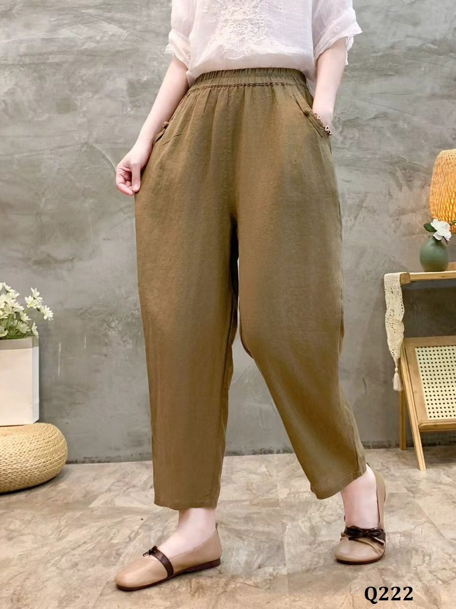  Q222-Quần Linen Harem Ống Nhỏ 