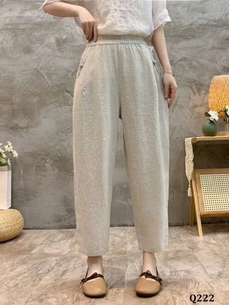  Q222-Quần Linen Harem Ống Nhỏ 