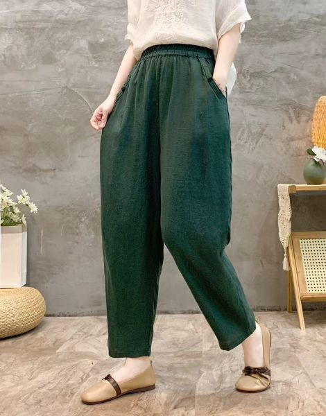  Q222-Quần Linen Harem Ống Nhỏ 