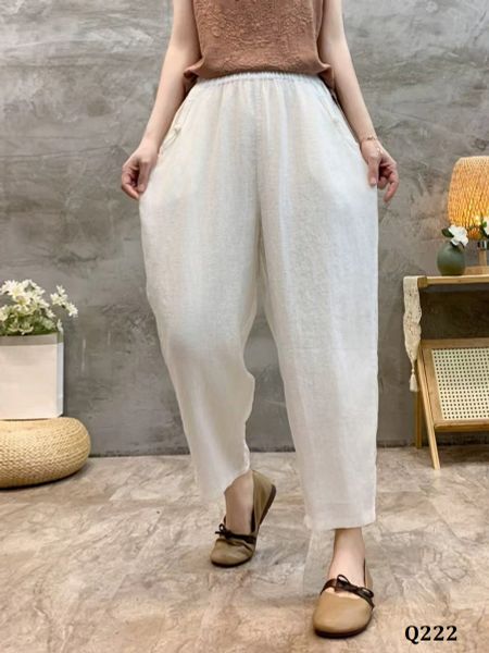  Q222-Quần Linen Harem Ống Nhỏ 