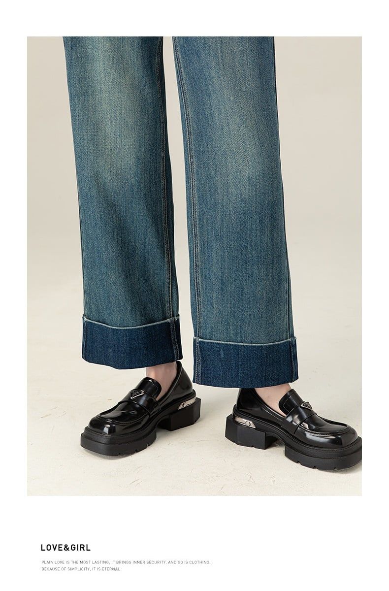  Q114-Quần Jeans Lụa Co Dãn Gấp Gấu 