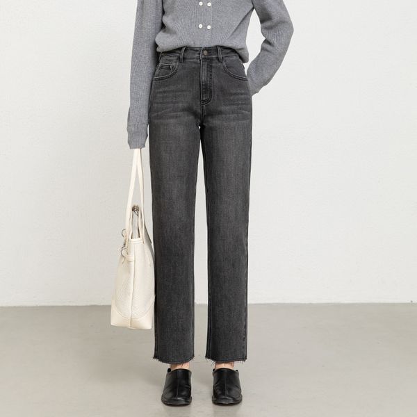  Q374-Quần Jeans Ống Đứng Co Dãn 4 Chiều Lai Tua Rua 9 Tấc 