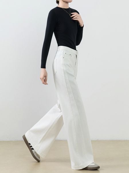  Q348-Quần Jeans Ống Rộng Hơi Loe Co Giãn 4 Chiều 