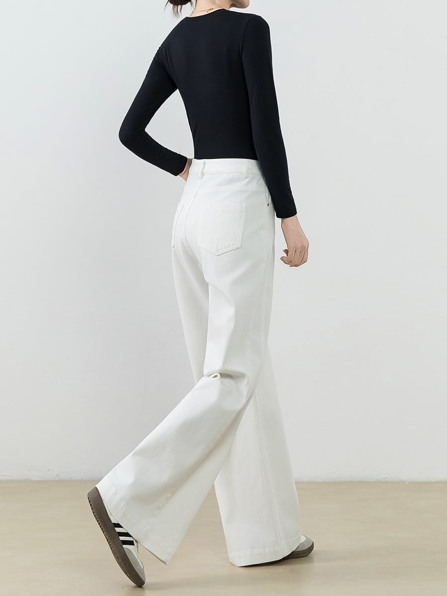  Q348-Quần Jeans Ống Rộng Hơi Loe Co Giãn 4 Chiều 