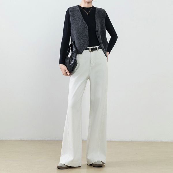  Q348-Quần Jeans Ống Rộng Hơi Loe Co Giãn 4 Chiều 