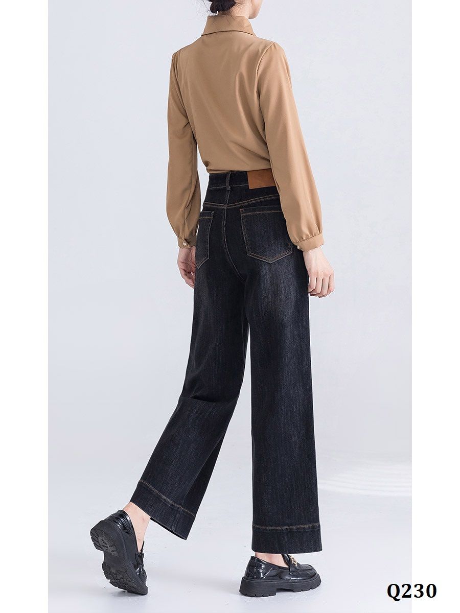  Q230-Quần Jeans Ống Đứng Lưng Cao Lai Kiểu 9 Tấc 