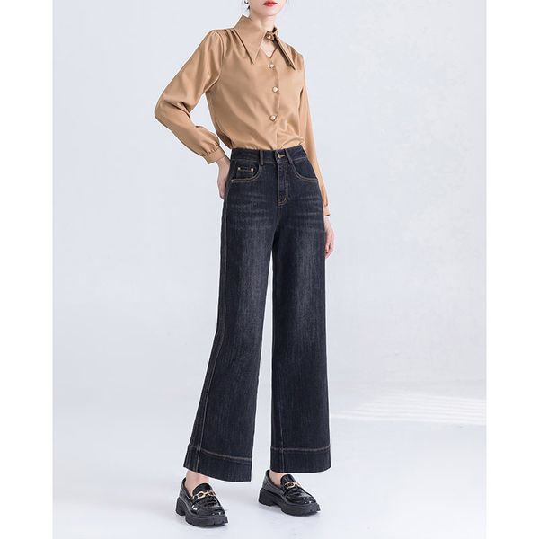  Q230-Quần Jeans Ống Đứng Lưng Cao Lai Kiểu 9 Tấc 