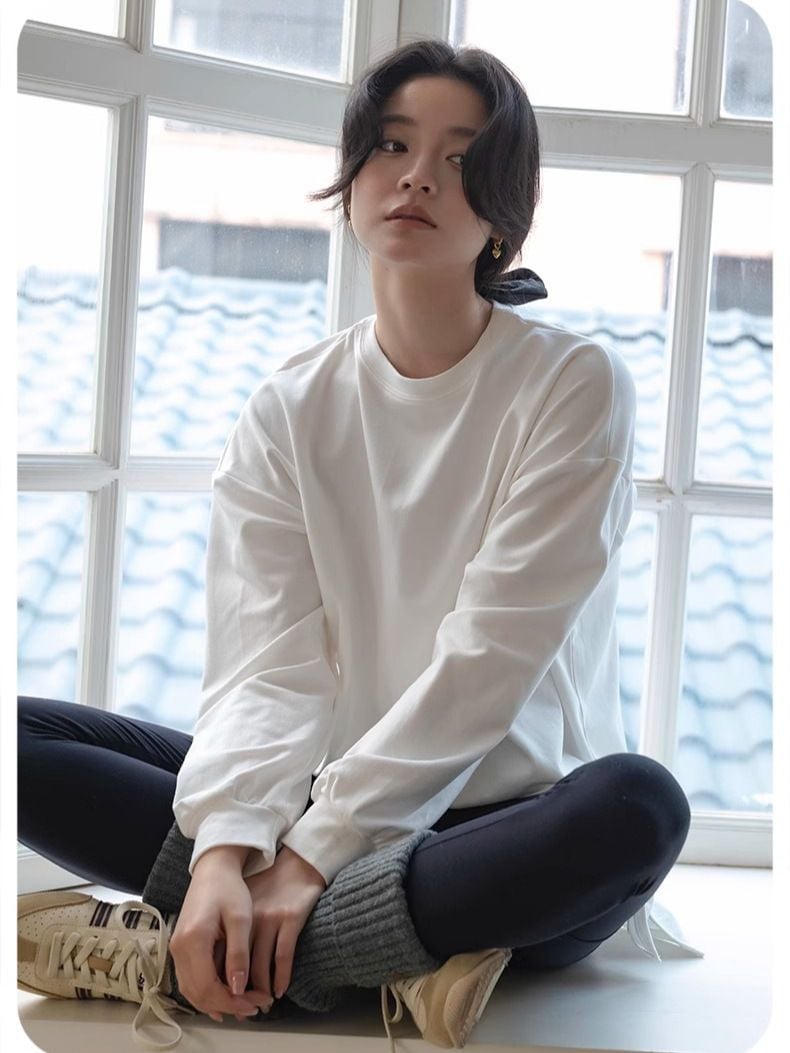  A471-Áo Thun Len Dài Tay Có Bo Rộng Rãi 