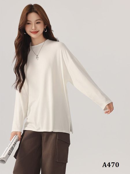  A470-Áo Thun Len Dài Tay Rộng Rãi Mùa Thu 