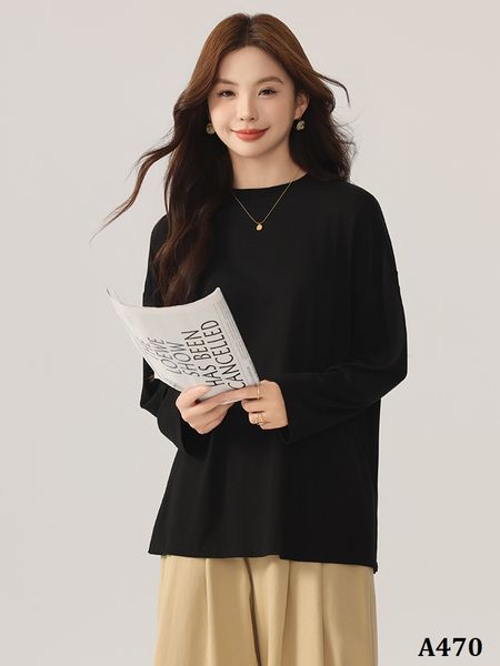  A470-Áo Thun Len Dài Tay Rộng Rãi Mùa Thu 