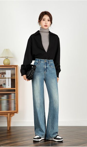  Q400-quần jeans ống rộng 